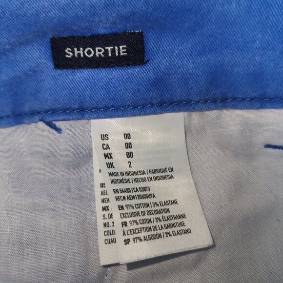 American Eagle Outfitters Women’s Blue Shortie Chino Shorts Size 00 Stretch Cott - Picture 5 of 5
